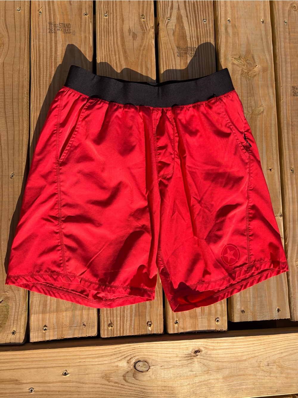 SAVAGE BARBELL  Red Active Shorts with Star Logo large